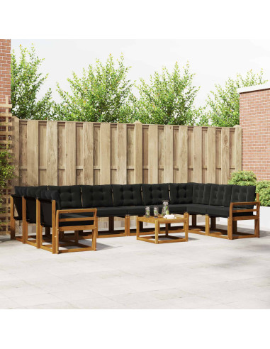 Set di divani con cuscino 11 pcs Naturale e Nero