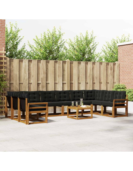 Set di divani con cuscino 11 pcs Naturale e Nero