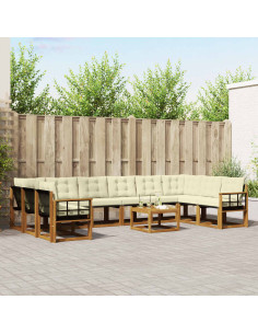 Set di divani con cuscino 11 pcs Naturale e Crema