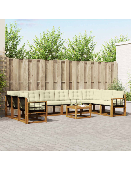 Set di divani con cuscino 11 pcs Naturale e Crema