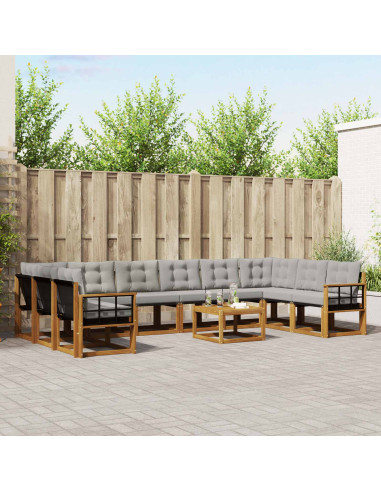 Set di divani con cuscino 11 pcs Grigio Naturale e Chiaro