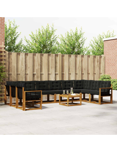 Set di divani con cuscino 11 pcs Naturale e Nero