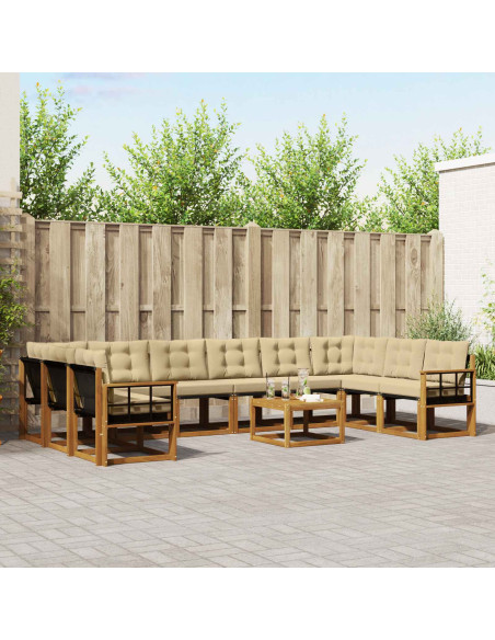 Set di divani con cuscino 11 pcs Naturale e Beige