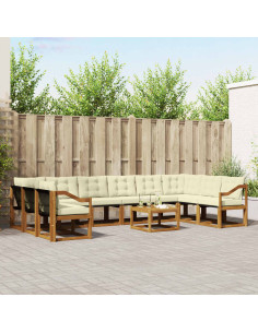 Set di divani con cuscino 11 pcs Naturale e Crema