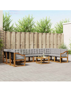 Set di divani con cuscino 11 pcs Grigio Naturale e Chiaro