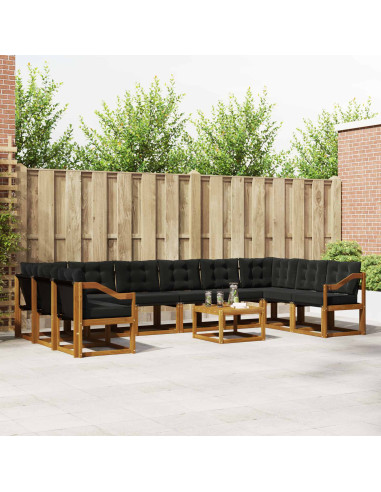 Set di divani con cuscino 11 pcs Naturale e Nero