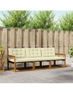 Set di divani con cuscino 3 pcs Naturale e Crema