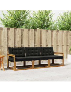 Set di divani con cuscino 3 pcs Naturale e Nero