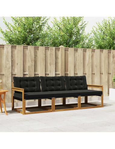 Set di divani con cuscino 3 pcs Naturale e Nero