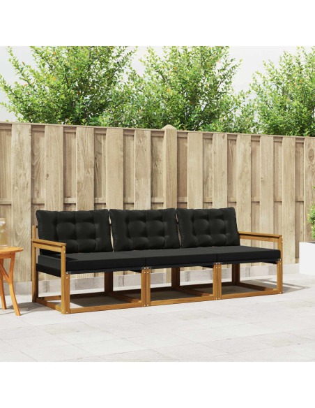 Set di divani con cuscino 3 pcs Naturale e Nero