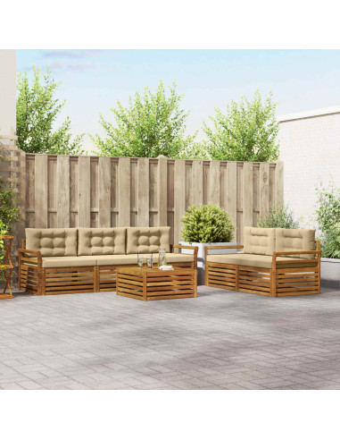 Set di divani con cuscino 6 pcs Naturale e Beige