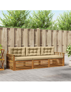 Set di divani con cuscino 3 pcs Naturale e Beige