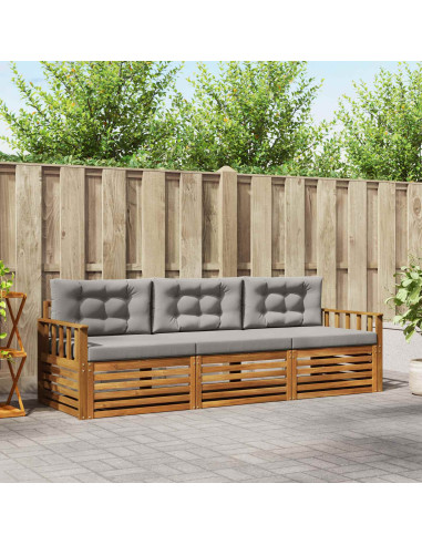 Set di divani con cuscino 3 pcs Grigio Naturale e Chiaro