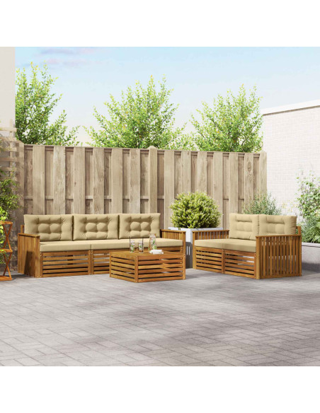 Set di divani con cuscino 6 pcs Naturale e Beige