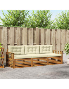 Set di divani con cuscino 3 pcs Naturale e Crema