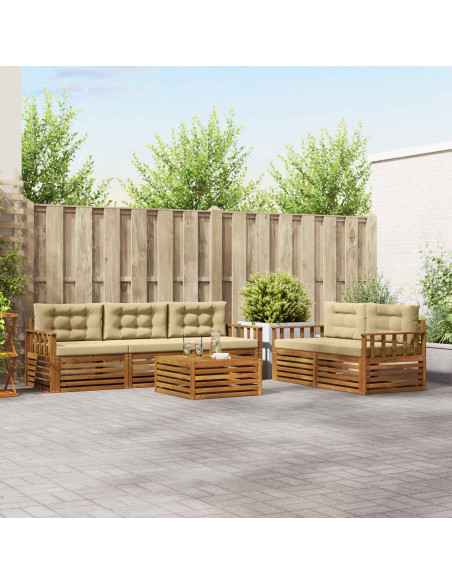Set di divani con cuscino 6 pcs Naturale e Beige