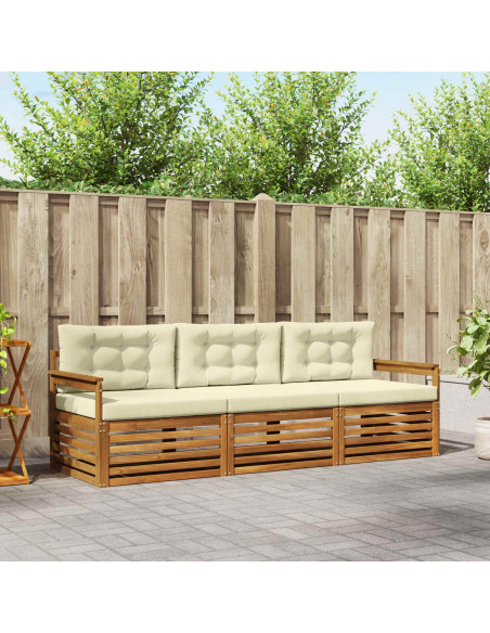 Set di divani con cuscino 3 pcs Naturale e Crema