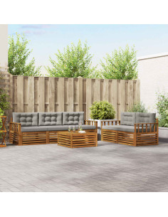 Set di divani con cuscino 6 pcs Grigio Naturale e Chiaro