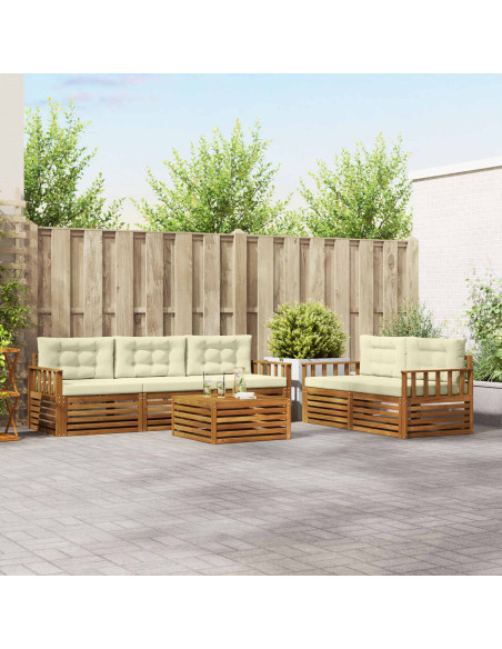 Set di divani con cuscino 6 pcs Naturale e Crema