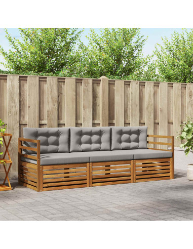 Set di divani con cuscino 3 pcs Grigio Naturale e Chiaro