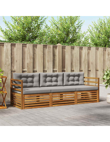 Set di divani con cuscino 3 pcs Grigio Naturale e Chiaro