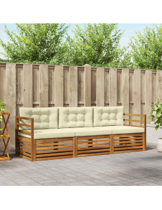 Set di divani con cuscino 3 pcs Naturale e Crema