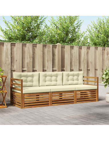 Set di divani con cuscino 3 pcs Naturale e Crema