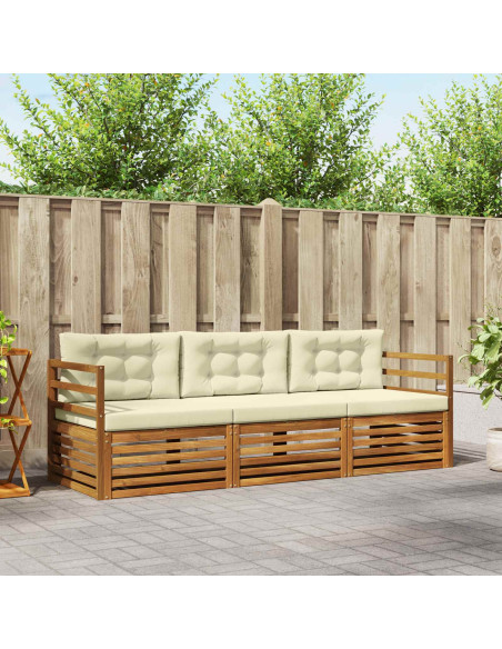 Set di divani con cuscino 3 pcs Naturale e Crema