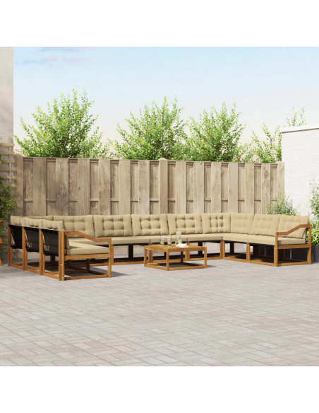 Set di divani con cuscino 11 pcs Naturale e Beige