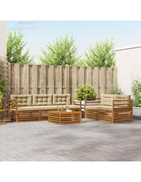 Set di divani con cuscino 6 pcs Naturale e Beige