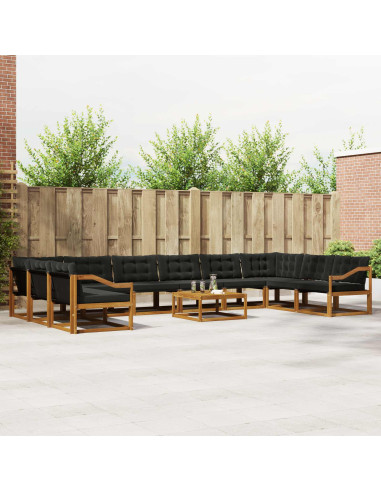 Set di divani con cuscino 11 pcs Naturale e Nero
