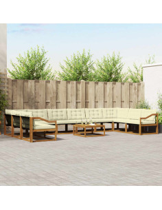 Set di divani con cuscino 11 pcs Naturale e Crema