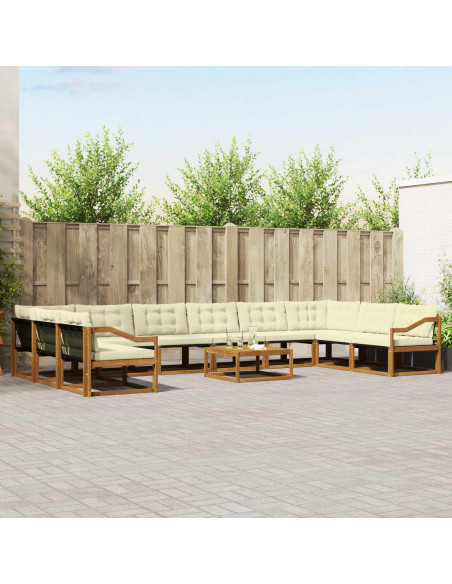 Set di divani con cuscino 11 pcs Naturale e Crema