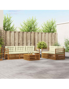 Set di divani con cuscino 6 pcs Naturale e Crema