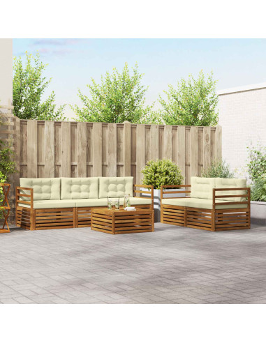 Set di divani con cuscino 6 pcs Naturale e Crema