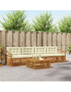 Set di divani con cuscino 5 pcs Naturale e Crema