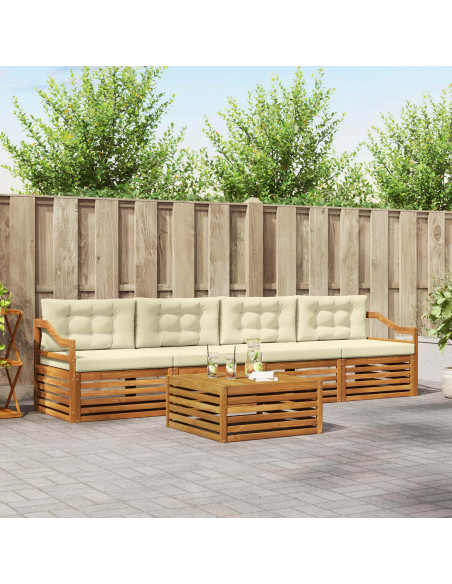Set di divani con cuscino 5 pcs Naturale e Crema