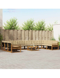Set di divani con cuscino 11 pcs Naturale e Beige