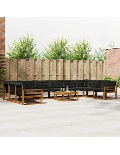 Set di divani con cuscino 11 pcs Naturale e Nero