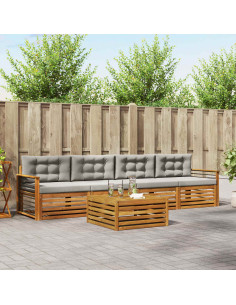 Set di divani con cuscino 5 pcs Grigio Naturale e Chiaro