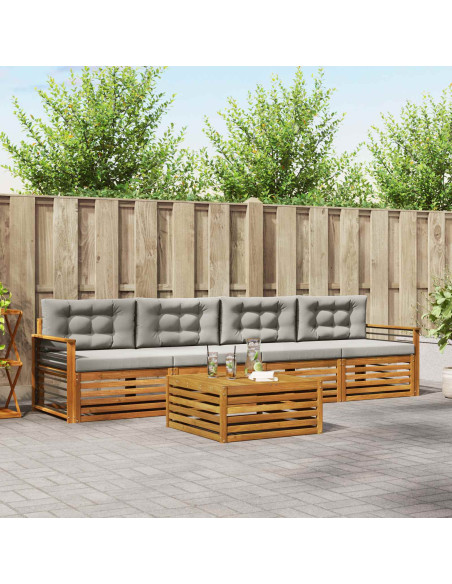 Set di divani con cuscino 5 pcs Grigio Naturale e Chiaro