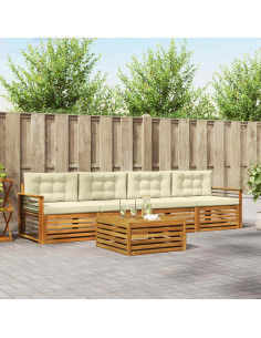 Set di divani con cuscino 5 pcs Naturale e Crema