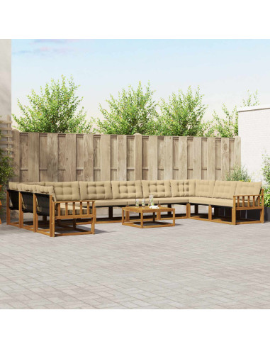 Set di divani con cuscino 11 pcs Naturale e Beige