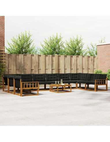 Set di divani con cuscino 11 pcs Naturale e Nero