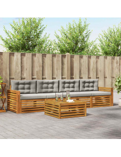 Set di divani con cuscino 5 pcs Grigio Naturale e Chiaro