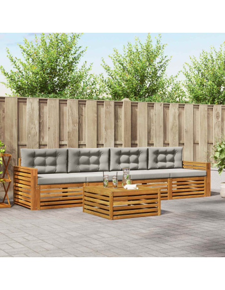 Set di divani con cuscino 5 pcs Grigio Naturale e Chiaro