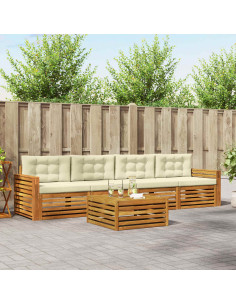 Set di divani con cuscino 5 pcs Naturale e Crema