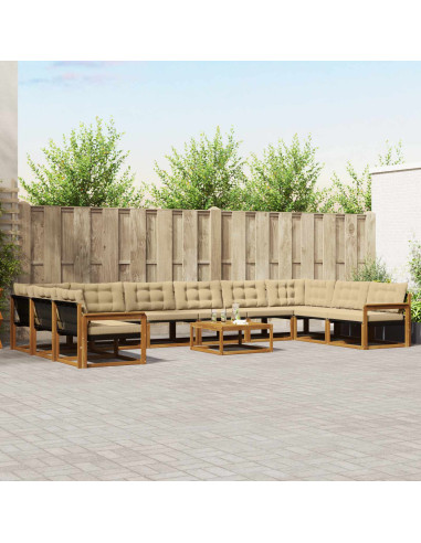 Set di divani con cuscino 11 pcs Naturale e Beige