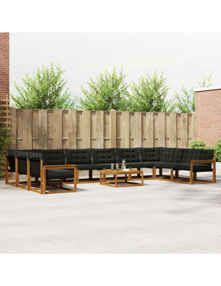 Set di divani con cuscino 11 pcs Naturale e Nero