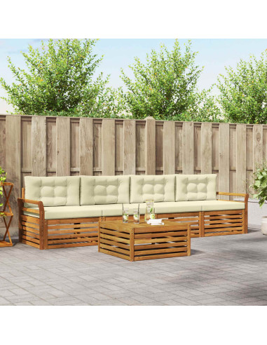 Set di divani con cuscino 5 pcs Naturale e Crema